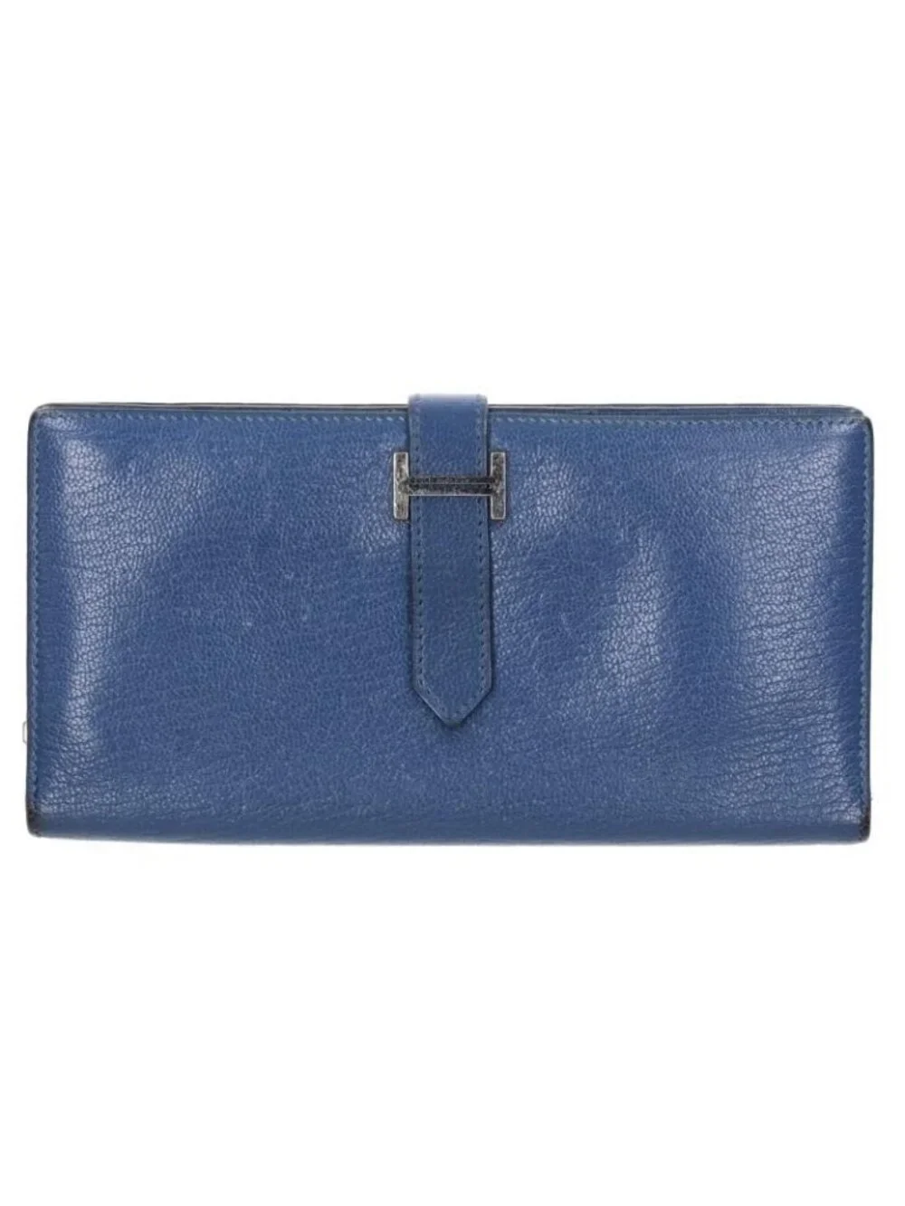 Hermes Bearn Soufflet Chevre Blue Brighton Wallet